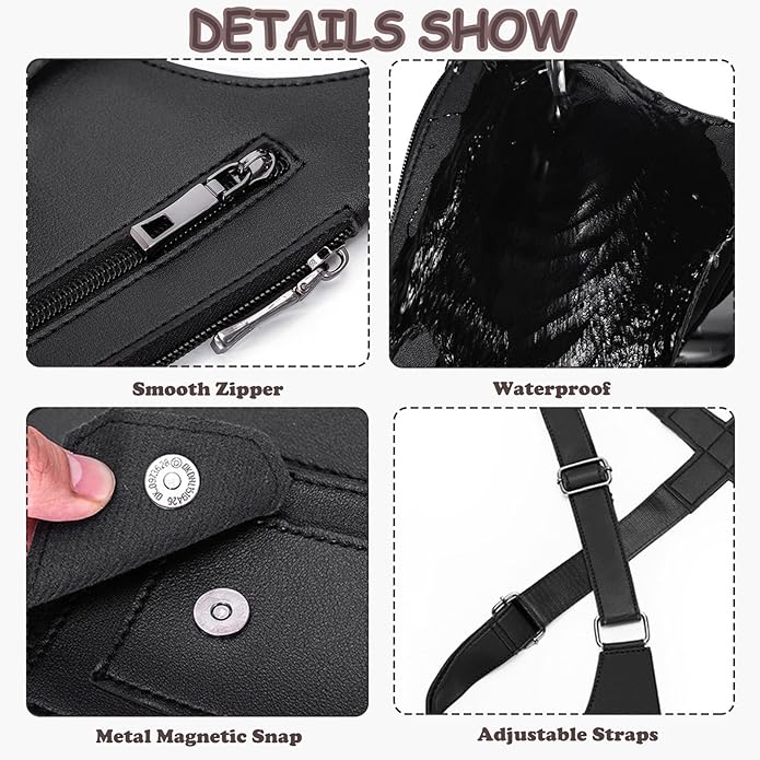Men's Double Shoulder Armpit Bag, Premium Leather Underarm Anti-Theft Hidden Wallet Pocket, Adjustable & Vintage for Hiking