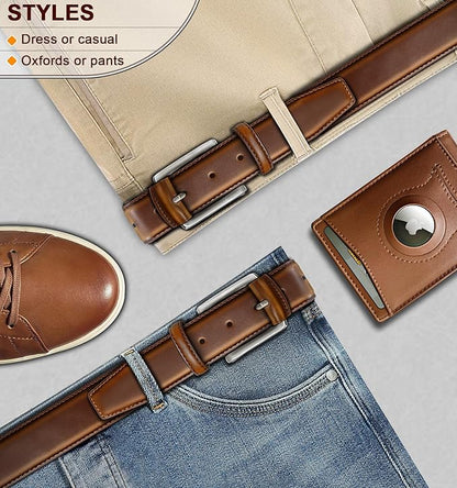 BULLIANT Men Belt Multi Pack,Leather Belt For Gift Men Golf Dress Casual Jean 7Holes 1 3/8"