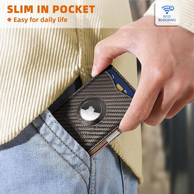 BULLIANT Men Wallet Airtag&Standard Use,Slim Front Pocket Wallet Money Clip for Gifg Men RFID Blocking 11Cards