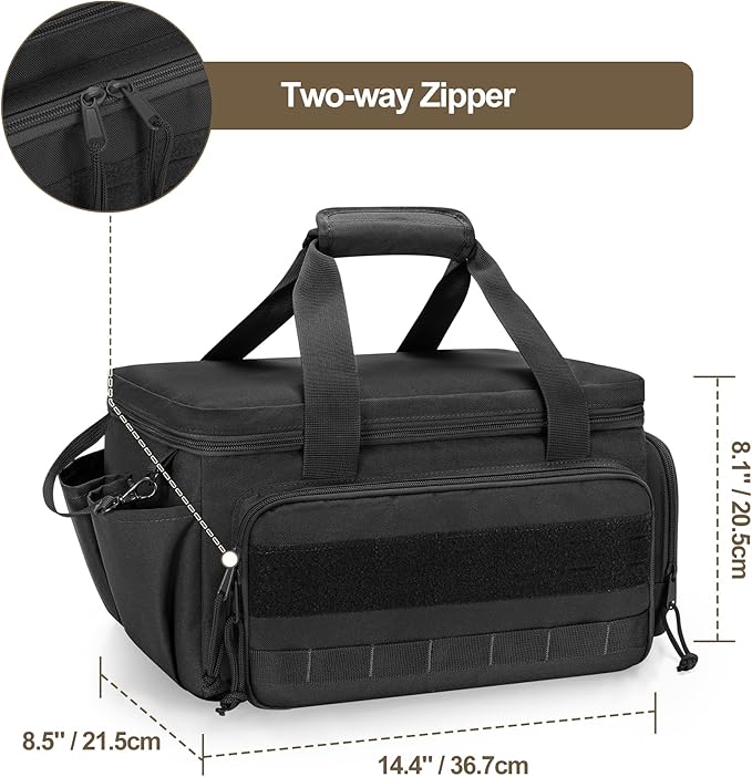 Rexmica 14-Inch Tool Bag with Anti-friction Bottom, Hand Tool Storage Organizer for Men, Tactical Range Bag, Multi-purpose Work Tote for Repairman, Carpenters, Handyman, Black
