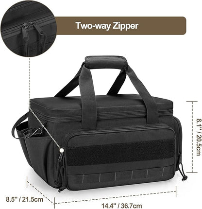 Rexmica 14-Inch Tool Bag with Anti-friction Bottom, Hand Tool Storage Organizer for Men, Tactical Range Bag, Multi-purpose Work Tote for Repairman, Carpenters, Handyman, Black