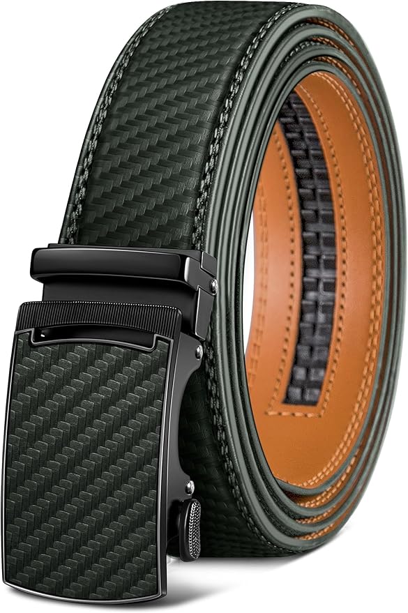 KEMISANT Belt Men, Sliding Ratchet Belt Genuine Leather For Gift Mens Dress Pants Oxfords,Size Adjustable