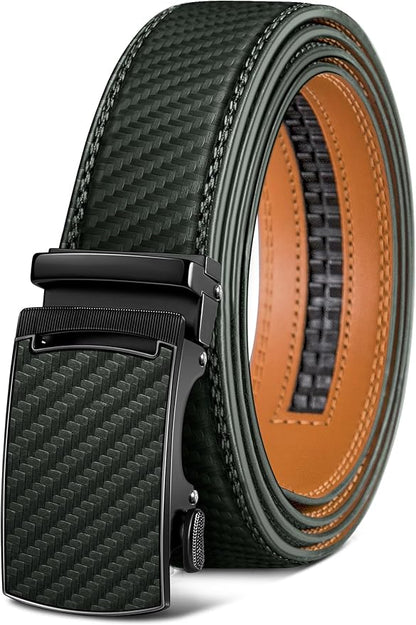 KEMISANT Belt Men, Sliding Ratchet Belt Genuine Leather For Gift Mens Dress Pants Oxfords,Size Adjustable
