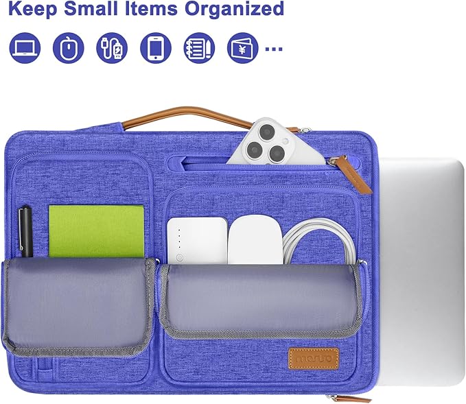 MOSISO 360 Protective Laptop Case 13.3 inch, 13-13.3 inch Laptop Sleeve Compatible with MacBook Air/Pro 13 / Pro 14,HP Dell Acer ASUS,Side Open Carrying Case with 4 Zipper Pockets&Handle, Royal Blue