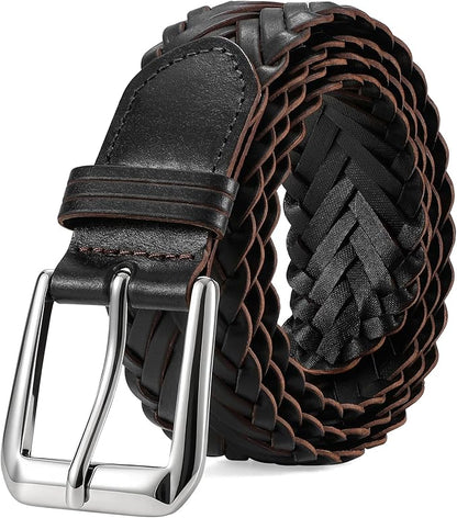 Braided Leather Belt for Men Adjustable Woven Golf Belt for Causal Shorts Pants Jeans 1.4'' Width