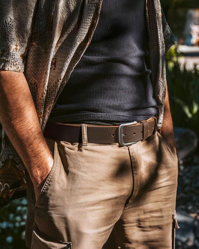 CHAOREN Full Grain Leather Belt for Men, Work Belts for Men Heavy Duty, Daily Wear for Jeans Pants