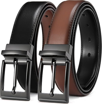 CHAOREN Reversible Belt Men 1 Piece - 1.25" Leather Dress Belt - Trim to Fit for Elegant Style