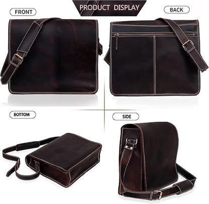 11 inch Small Crossbody Shoulder Genuine Leather iPad/Tablet Vintage Messenger Bag For 10.5 inch iPad Pro for Women & Men