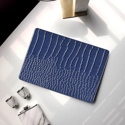 KEROM Compatible for Crocodile MacBook Pro 13 Inch Case 2025-2016 M2 M1 A2338 A2289 A2251 A2159 A1989 A1706 A1708, Textured Aligator Skin Snakeskin PU Leather Hardshell & Keyboard Cover, Blue