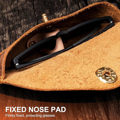 Real Leather Eyeglasses Case for Men and Women - Reading Glasses Pouch