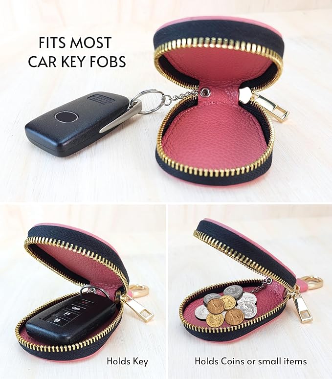 Universal Genuine Leather Car Key Fob Case – Premium Smart Key Holder for Remote Key Fobs