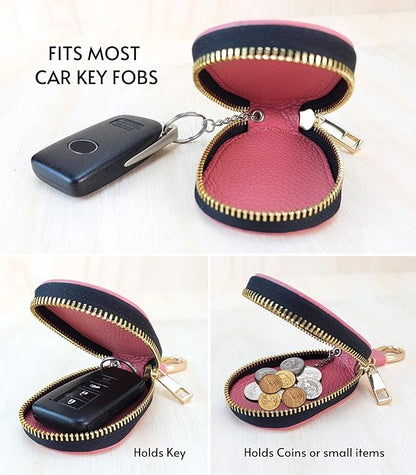 Universal Genuine Leather Car Key Fob Case – Premium Smart Key Holder for Remote Key Fobs