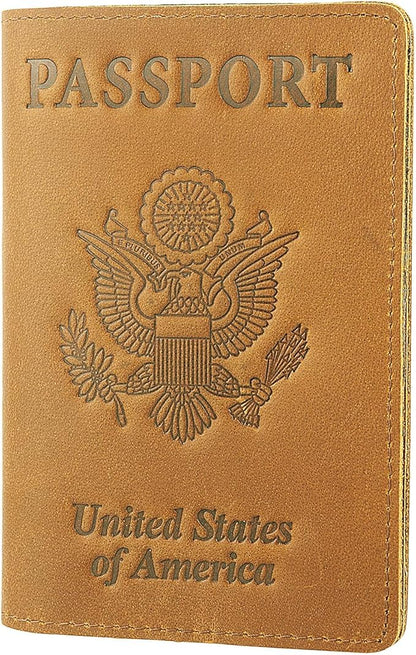 RFID Blocking Passport Holder Travel Wallet (Brown)