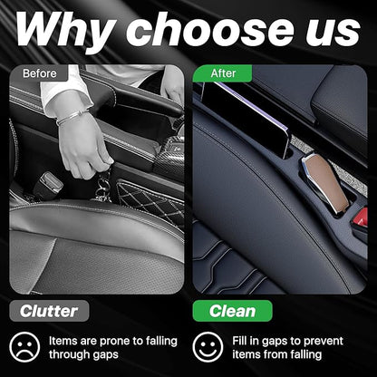 Car Seat Gap Filler Organizer, 2PCS Multifunctional Vehicle Fill Gap Blocker with Storage Slot Between Seat Console, Anti-Drop Auto Interior Organization, Universal for SUV Truck Sedan(Black)
