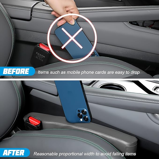 Mandark Car Seat Gap Filler, 2PCS Leather Vehicle Gap Stopper to Fill Between Seat and Console, Automotive Crevice Plug Blocker Accessories from Dropping, Universal for SUV, Sedan, Truck (Gray)