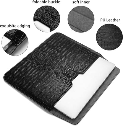 MOSISO Laptop Case 13 inch, 13 inch Laptop Sleeve Compatible with MacBook Neo 13 A18 Pro A3404 Air M4 M3 M2 M1 2026-2018 / Pro M2 M1 2026-2016, Crocodile Grain PU Leather Flap Case Bag, Black