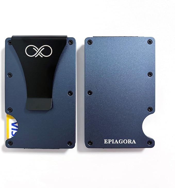 EPIAGORA Minimalist Slim Wallet – RFID Blocking Aluminum Card Holder for Men with Money Clip, Durable Metal Design