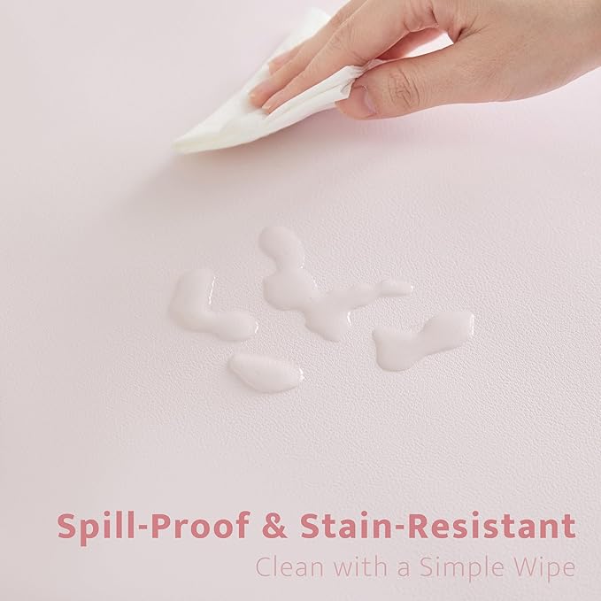Ralxion Pink Scalloped Desk Mat, 31.5" x 15.7", PU Leather, Waterproof Anti-Slip, Cute Aesthetic Desk Pad for Office/Home/Game/Vanity Large