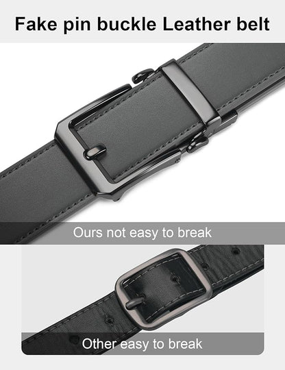 JUKMO 1.5" (38mm) Leather Ratchet Belt for Men in Gift Box