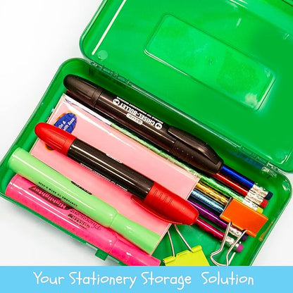 BAZIC Products Plastic Pencil Case Utility Storage Box, Assorted Color, Multi Purpose Organizer for Pens Pencils, 24-Pack