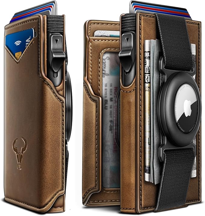 BULLIANT Men Wallet Gift Boxed,Slim Front Pocket Wallet Money Clip Card Holder 3.8"x2.7",Pop-up Access