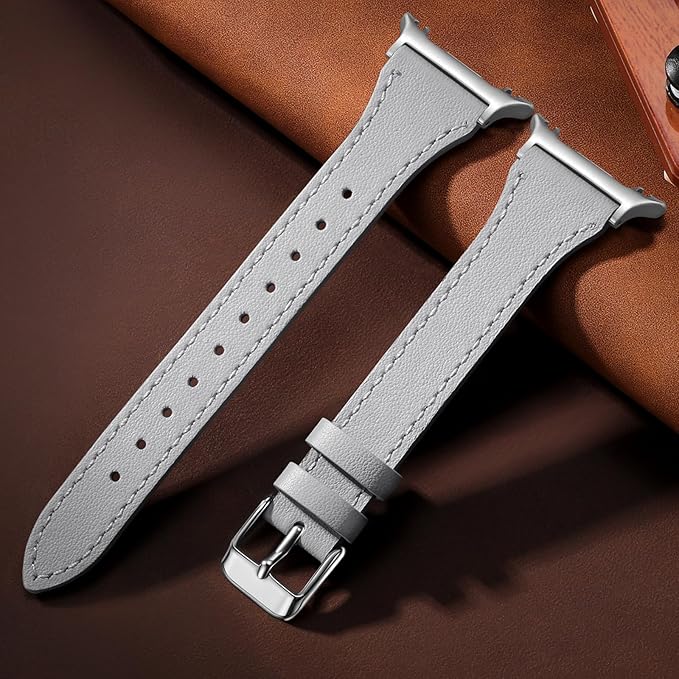 GEAK Slim Leather Band Compatible with Samsung Galaxy Watch 8 40mm 44mm/Watch 8 Classic 46mm, No Gap Adjustable Genuine Leather Replacement Dressy Strap for Samsung Watch 8 Bands Women