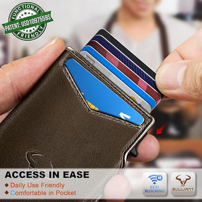 BULLIANT Men Wallet Gift Boxed,Slim Front Pocket Wallet Money Clip Card Holder 3.8"x2.7",Pop-up Access