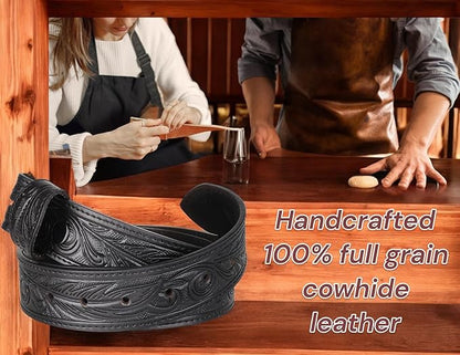 F&L CLASSIC Western Belt without buckle for men – Full Grain Leather Cowboy Belts for jeans - One Piece Leather strap belt