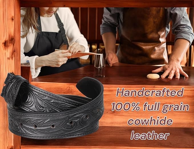 F&L CLASSIC Western Belt without buckle for men – Full Grain Leather Cowboy Belts for jeans - One Piece Leather strap belt