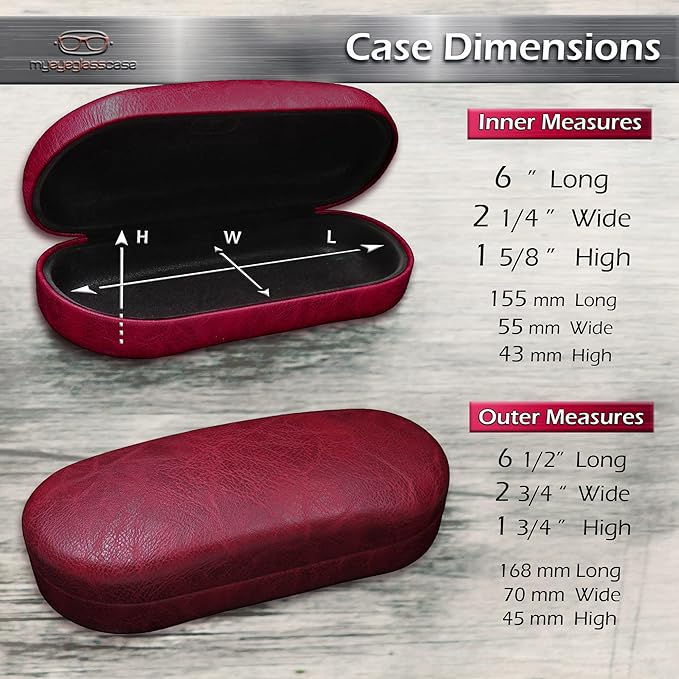 MyEyeglassCase - Large Sunglasses Case - Hard Glasses Case Holder w/Pouch & Cloth - Eyeglass Case Aviator Frames Men & Women