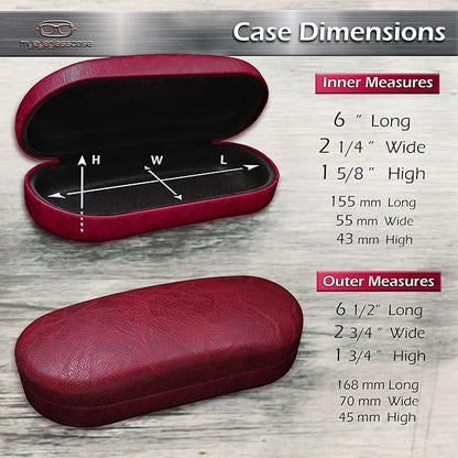 MyEyeglassCase - Large Sunglasses Case - Hard Glasses Case Holder w/Pouch & Cloth - Eyeglass Case Aviator Frames Men & Women