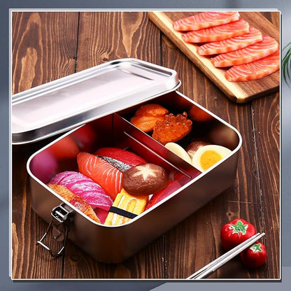Umigy 1 Pcs Stainless Steel Food Containers 1400ml Metal Bento Lunch Box Stainless Steel Food Storage Containers, Lockable Clips to Leak Proof, Reusable Dishwasher Snack Boxes for Work