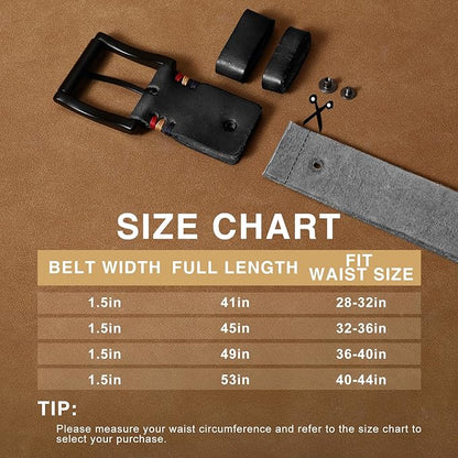 SANSTHS Mens Full Grain Cow Leather Belt Heavy Duty Work Belt Casual Every Day Belt for Jeans