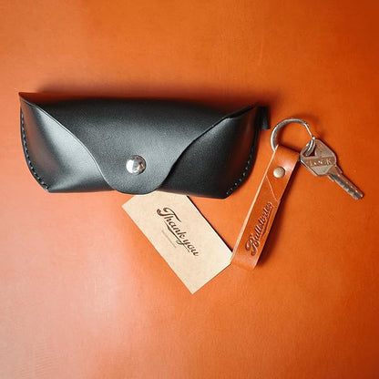 Leather Eyeglasses Case,Flexible Sunglasses Pouch Slim Case for Women Men Horizontal Eyeglass Case