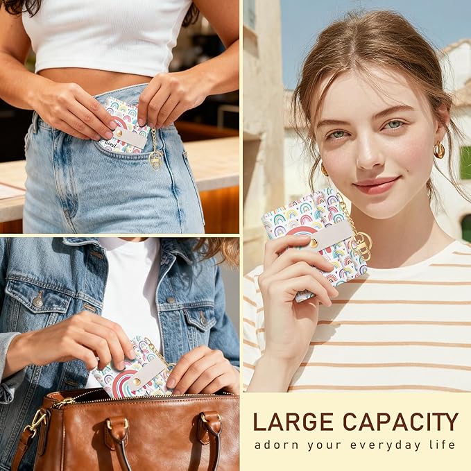 Jogjam Rainbow Be Kind Rfid Women Wallet, Small Slim Thin Credit Card Wallet, PU Leather Bifold Cash Zipper Coin Pocket ID Window for Female Ladies Teen Girls Girly