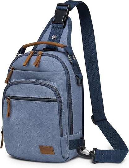Canvas Sling Bag for Men, Waxed Canvas Crossbody Bag, Retro Vintage Chest Bag Spacious for Outdoor College Work