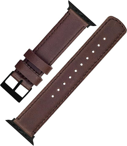 BARTON WATCH BANDS - Top Grain Leather Watch Bands Compatible with Apple Watch Models - 1, 2, 3, 4, 5, 6, 7, 8, 9, 10, SE, Ultra & Ultra 2