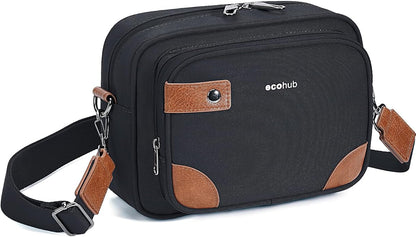 ECOHUB Crossbody Bag for Women Men, Multi Pocket Anti-Theft Travel Purse with RFID Blocking, Oxford PU Shoulder Bag