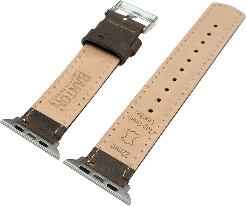 BARTON WATCH BANDS - Top Grain Leather Watch Bands Compatible with Apple Watch Models - 1, 2, 3, 4, 5, 6, 7, 8, 9, 10, SE, Ultra & Ultra 2
