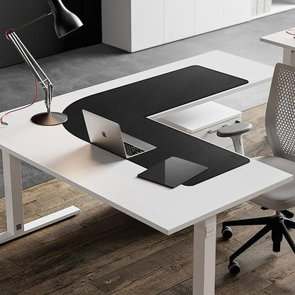 CENNBIE Dual Sided L Shaped Desk Pad,‎‎35.5x43.3x13 inches Corner Leather Desk Pad,l Shaped Desk Gaming mat,Waterproof l Shaped Leather Mouse pad,Home Office Accessories Corner Desk Mat(Black)