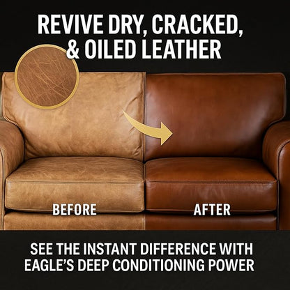 Leather Oil Conditioner with Applicator & Cloth – All-Natural Deep Conditioning Oil for Saddles, Furniture, Bags, Belts & Leather Gear – 8.45oz Restorative Oil for Dry, Cracked Leather