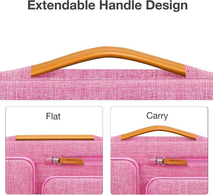 MOSISO 360 Protective Laptop Case 15 inch, 15 inch Laptop Sleeve Compatible with MacBook Air M4 M3 M2 2025 2024 2023, Dell XPS Plus, Side Open Carrying Case with 4 Zipper Pockets&Handle, Rose Red