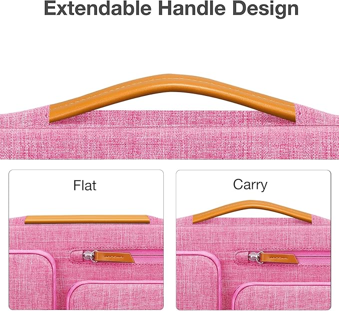 MOSISO 360 Protective Laptop Case 16 inch, 15-15.6 inch Laptop Sleeve Compatible with MacBook Pro 16, HP Acer Dell Lenovo ASUS, Side Open Carrying Case with 4 Zipper Pockets&Handle, Rose Red