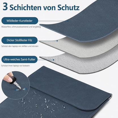 HYZUO 15 Inch Laptop Sleeve Case Bag for MacBook Air 15 M5 A3448 M4 A3241 M3 A3114 M2 A2941 2026-2023, 15" Surface Laptop 7/6/5/4/3, MacBook Pro 15 2019-2016, Faux Suede Leather, Navy Blue