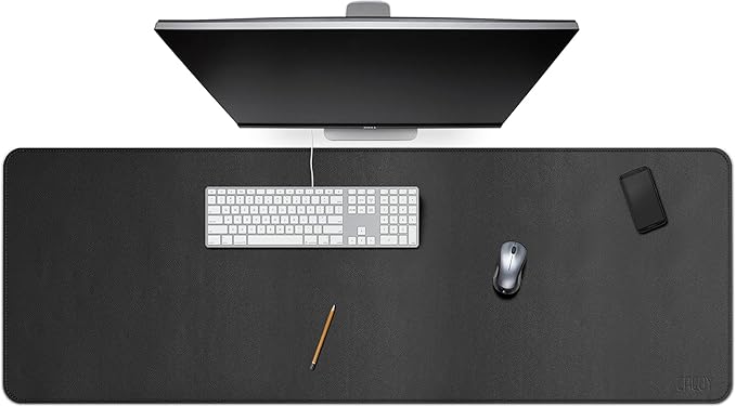 Cacoy 59" x 20" Leather Desk Mat Desk Pad Blotter, Extra Large Desk Cover Mat Protector & Large Gaming Mouse Pad, Waterproof PU Leather Computer Keyboard Mat Desk Accessories for Office & Home, Black