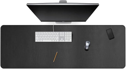 Cacoy 59" x 20" Leather Desk Mat Desk Pad Blotter, Extra Large Desk Cover Mat Protector & Large Gaming Mouse Pad, Waterproof PU Leather Computer Keyboard Mat Desk Accessories for Office & Home, Black