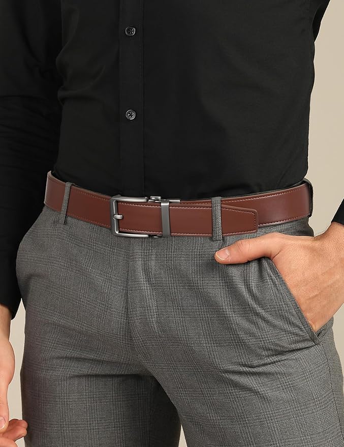 JUKMO 1.5" (38mm) Leather Ratchet Belt for Men in Gift Box
