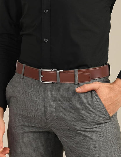 JUKMO 1.5" (38mm) Leather Ratchet Belt for Men in Gift Box