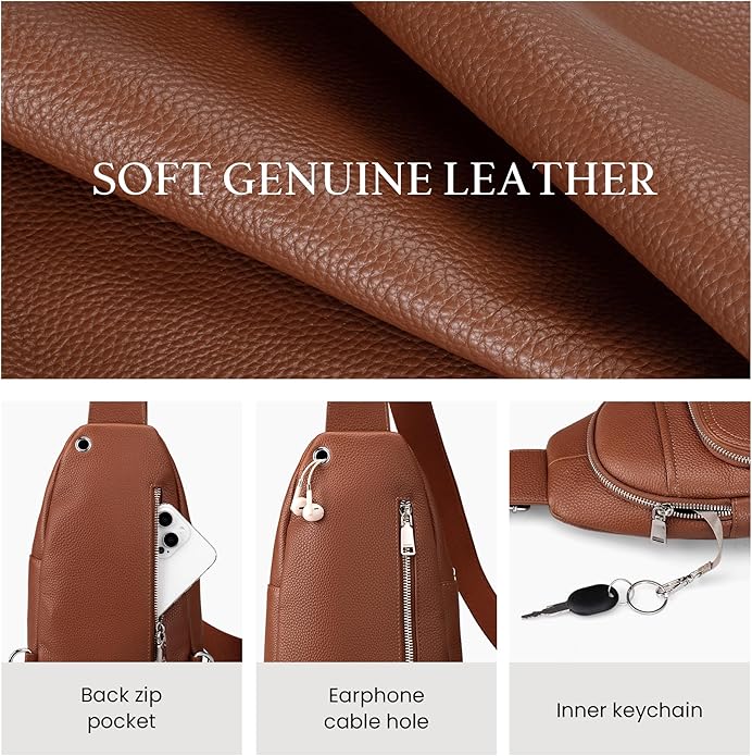 befen Genuine Leather Small Crossbody Sling Bags for Women Anti-Theft Fanny Packs Chest Bags Purse with Built in RFID Wallet
