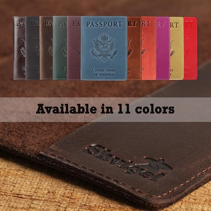 Shvigel US Leather Passport Book Cover - Thin American Travel Passport Holder - Premium International USA Passport Protector Case for Women Men (Green Vintage)